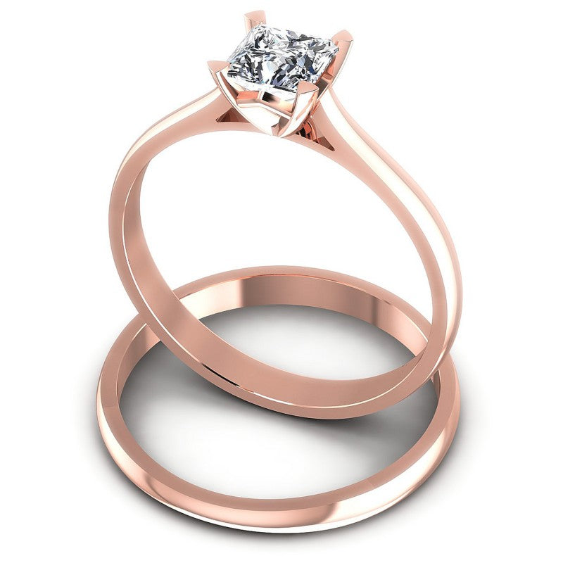 Princess Cut Diamonds Bridal Set in 18KT Rose Gold