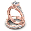 Round And Princess Cut Diamonds Bridal Set in 18KT Rose Gold