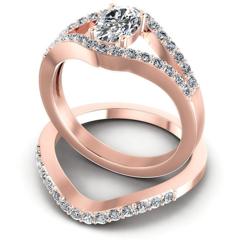 Round And Oval Cut Diamonds Bridal Set in 18KT Rose Gold