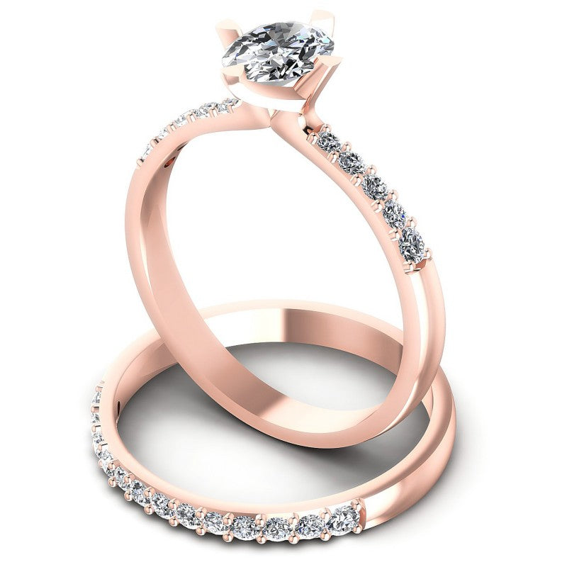 Round And Oval Cut Diamonds Bridal Set in 18KT Rose Gold
