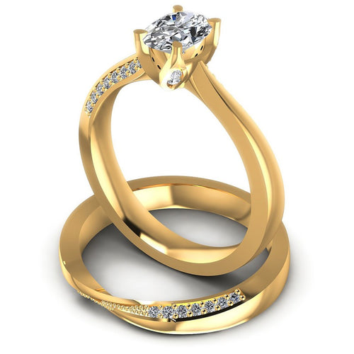 Round And Oval Cut Diamonds Bridal Set in 14KT Rose Gold