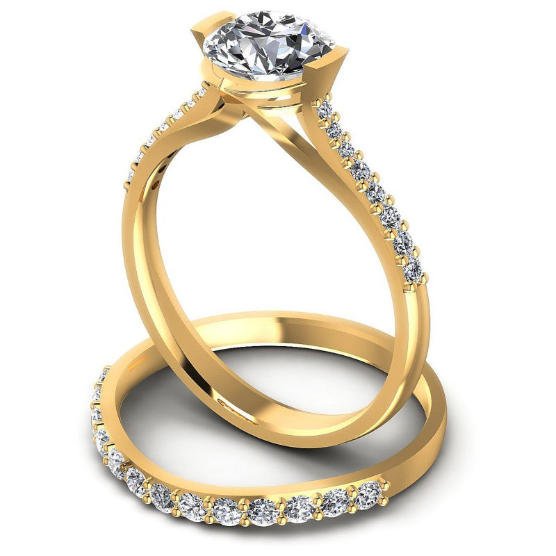 Round Cut Diamonds Bridal Set in 14KT Rose Gold