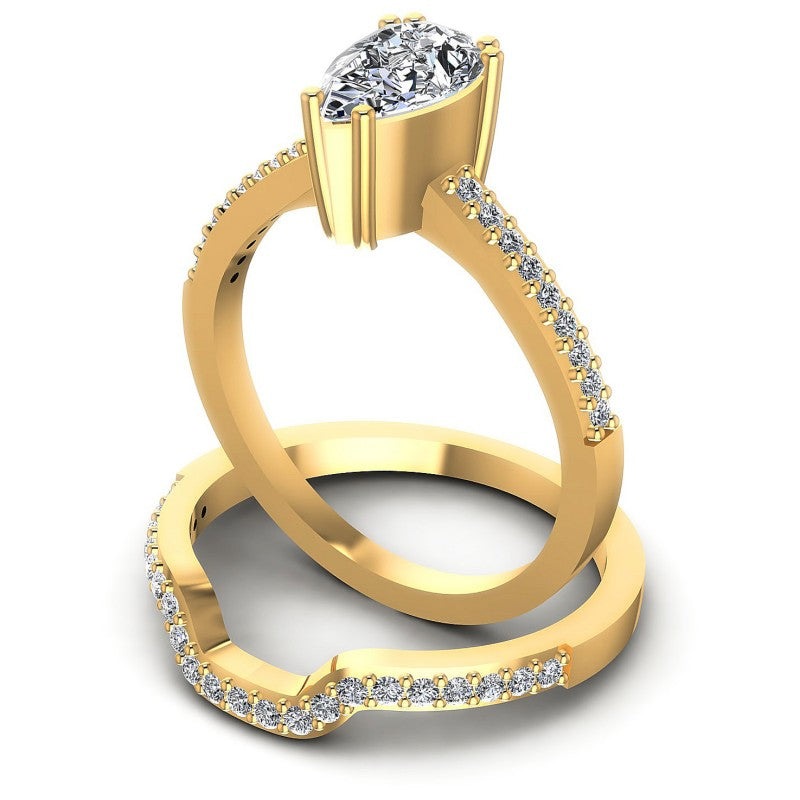 Round And Pear Cut Diamonds Bridal Set in 14KT Rose Gold
