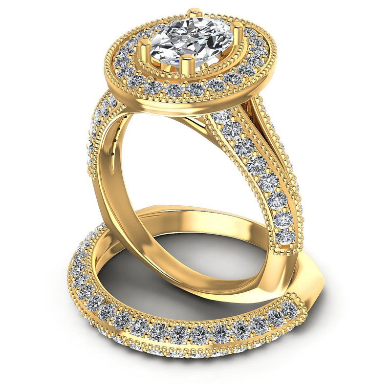 Round And Oval Cut Diamonds Bridal Set in 14KT Rose Gold