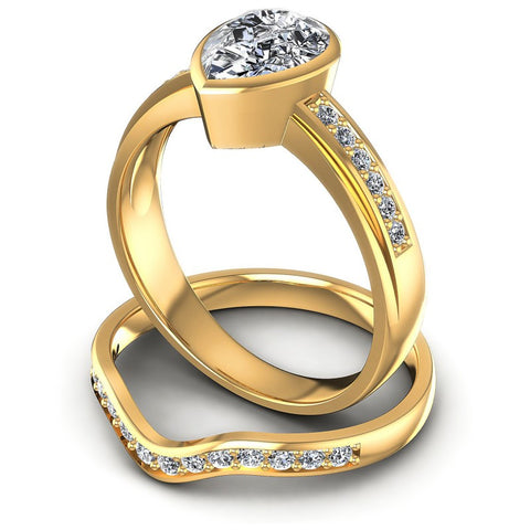 Round And Pear Cut Diamonds Bridal Set in 14KT Rose Gold