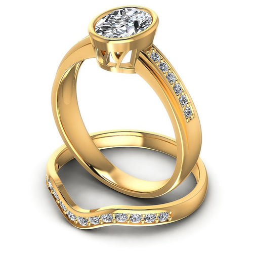 Round And Oval Cut Diamonds Bridal Set in 14KT Rose Gold