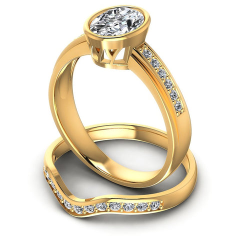 Round And Oval Cut Diamonds Bridal Set in 14KT Rose Gold