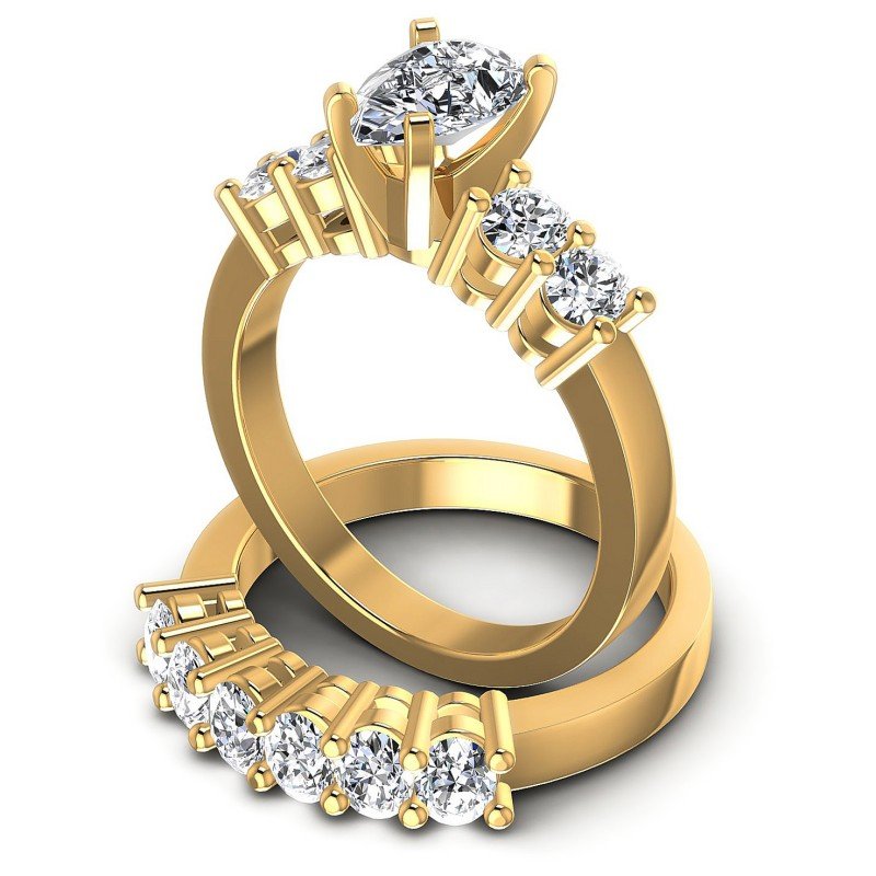 Oval And Pear Cut Diamonds Bridal Set in 14KT Rose Gold