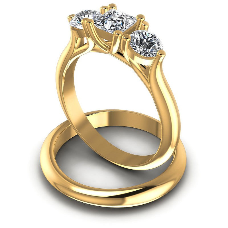 Princess And Round Cut Diamonds Bridal Set in 14KT Rose Gold