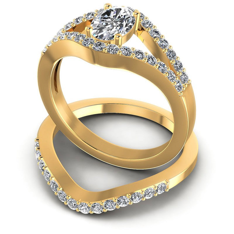 Round And Oval Cut Diamonds Bridal Set in 14KT Rose Gold