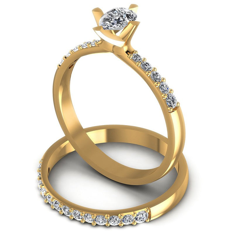 Round And Princess Cut Diamonds Bridal Set in 14KT Rose Gold
