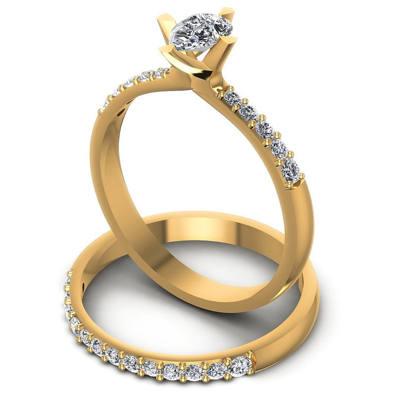Round And Pear Cut Diamonds Bridal Set in 14KT Rose Gold