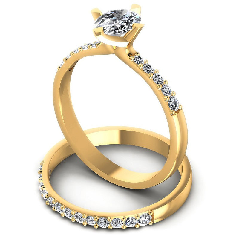 Round And Oval Cut Diamonds Bridal Set in 14KT Rose Gold