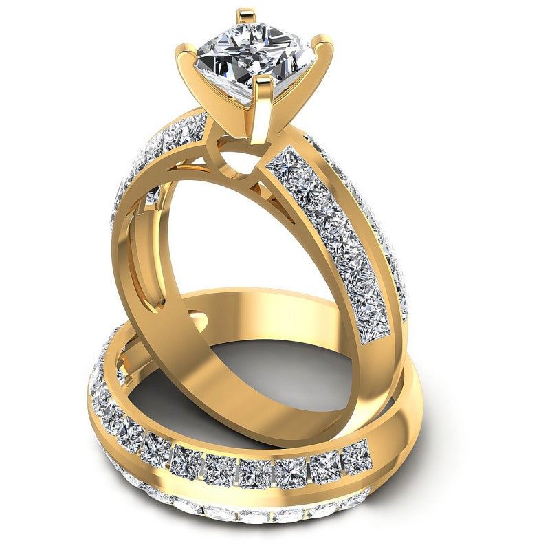 Princess Cut Diamonds Bridal Set in 14KT Rose Gold