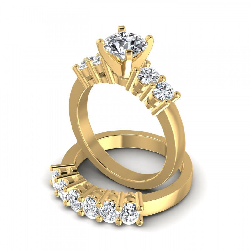 Oval And Round Cut Diamonds Bridal Set in 14KT Rose Gold