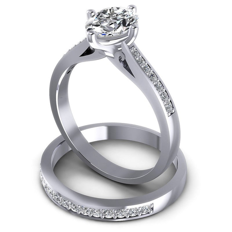 Round And Oval Cut Diamonds Bridal Set in 14KT Rose Gold