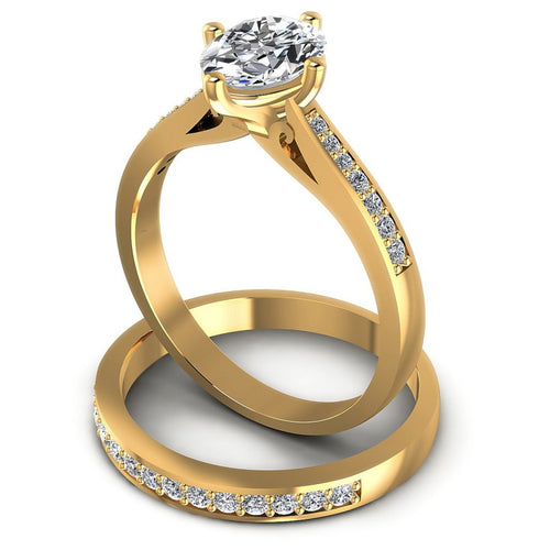 Round And Oval Cut Diamonds Bridal Set in 14KT Rose Gold