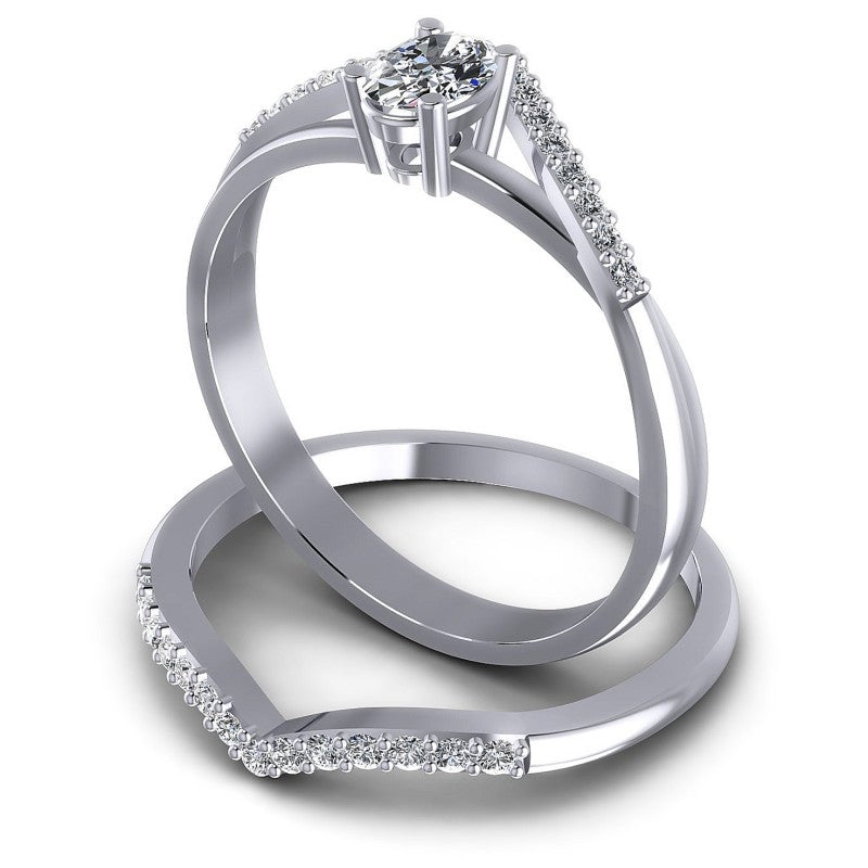 Round And Oval Cut Diamonds Bridal Set in 14KT Rose Gold