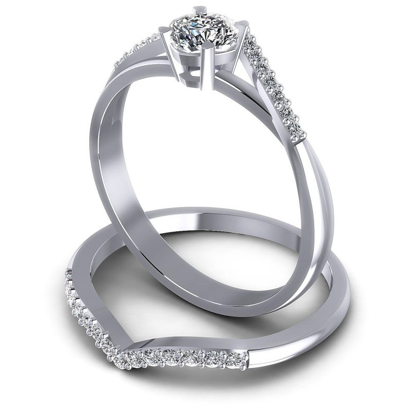 Round And Cushion Cut Diamonds Bridal Set in 14KT Rose Gold