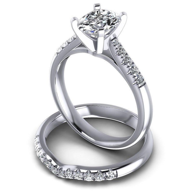 Round And Oval Cut Diamonds Bridal Set in 14KT Rose Gold