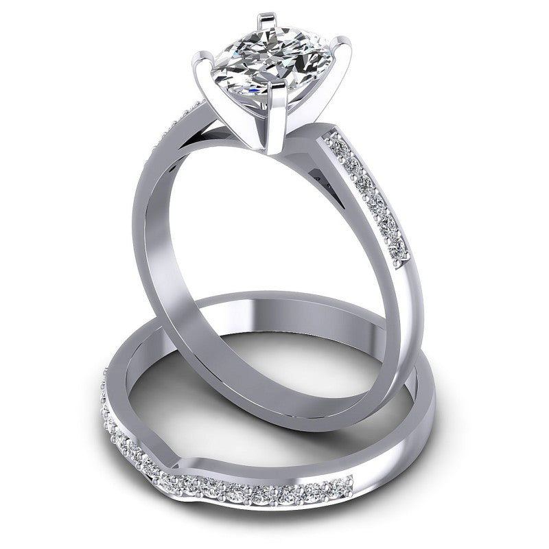 Round And Oval Cut Diamonds Bridal Set in 14KT Rose Gold