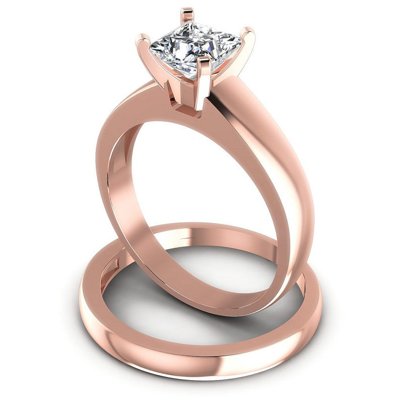 Princess Cut Diamonds Bridal Set in 18KT Rose Gold
