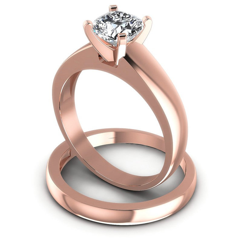Cushion Cut Diamonds Bridal Set in 18KT Rose Gold