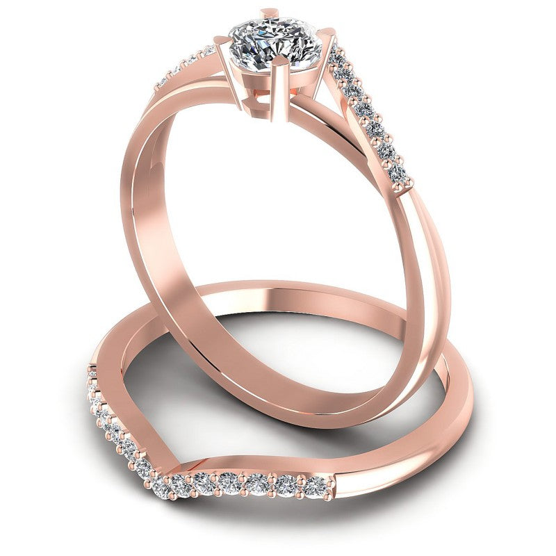 Round And Cushion Cut Diamonds Bridal Set in 18KT Rose Gold