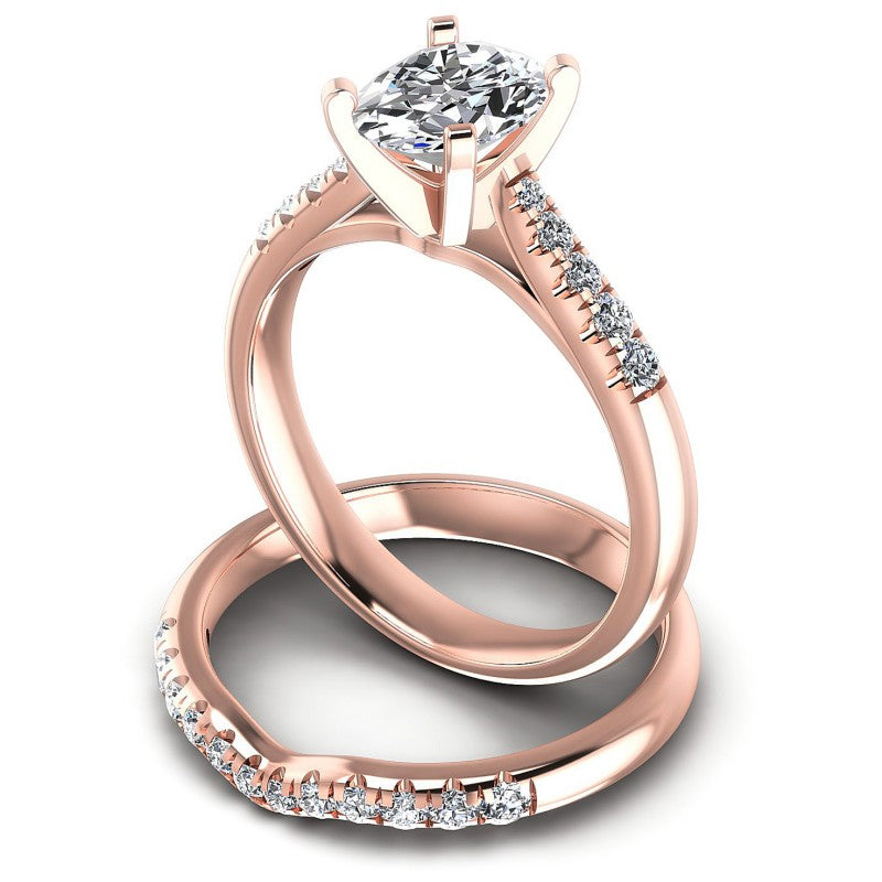 Round And Oval Cut Diamonds Bridal Set in 18KT Rose Gold