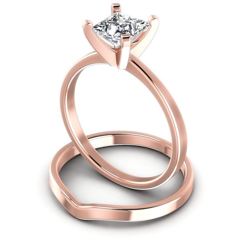 Princess Cut Diamonds Bridal Set in 18KT Rose Gold