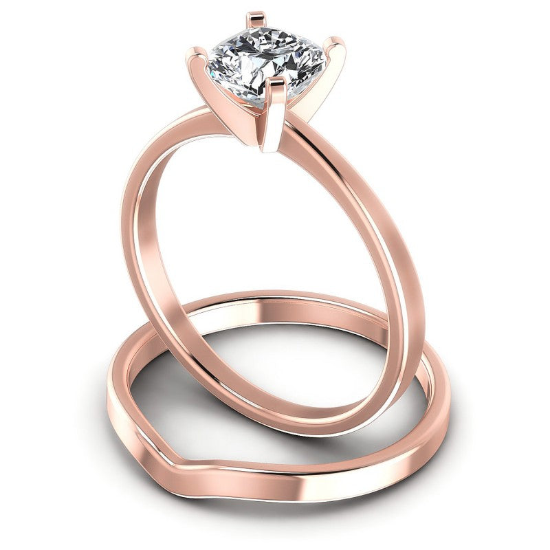 Cushion Cut Diamonds Bridal Set in 18KT Rose Gold