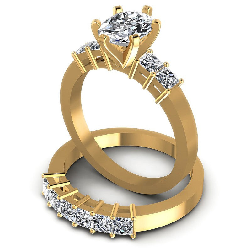 Princess And Oval Cut Diamonds Bridal Set in 14KT Rose Gold