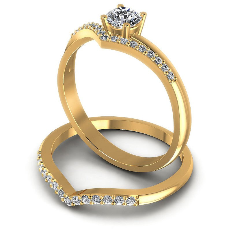Round Cut Diamonds Bridal Set in 14KT Rose Gold