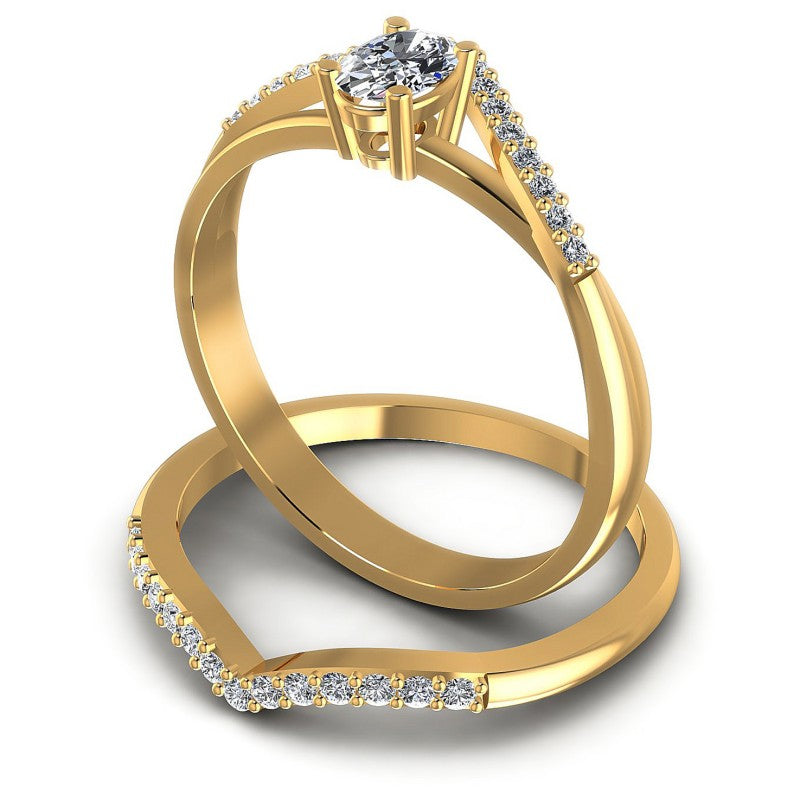 Round And Oval Cut Diamonds Bridal Set in 14KT Rose Gold
