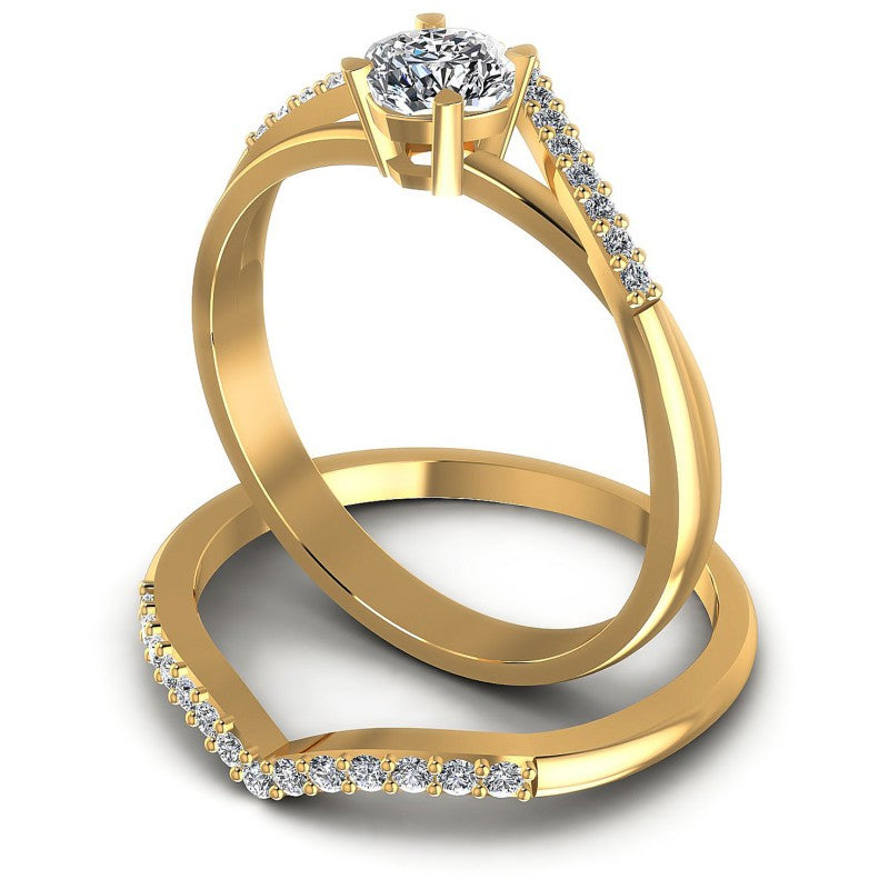 Round And Cushion Cut Diamonds Bridal Set in 14KT Rose Gold