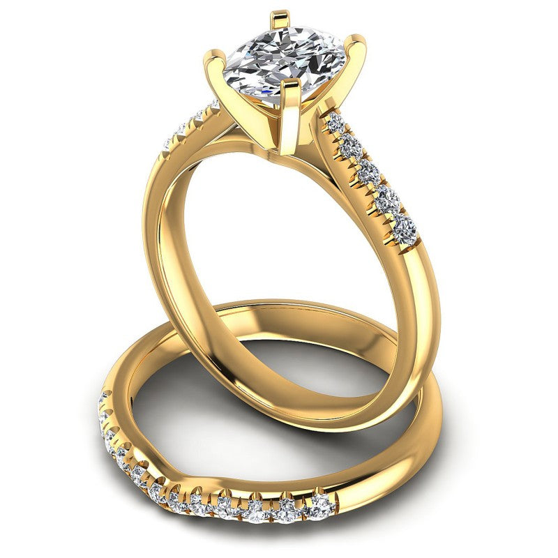 Round And Oval Cut Diamonds Bridal Set in 14KT Rose Gold