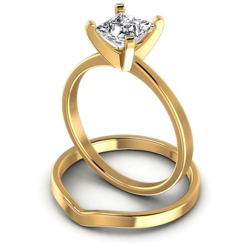 Princess Cut Diamonds Bridal Set in 14KT Rose Gold