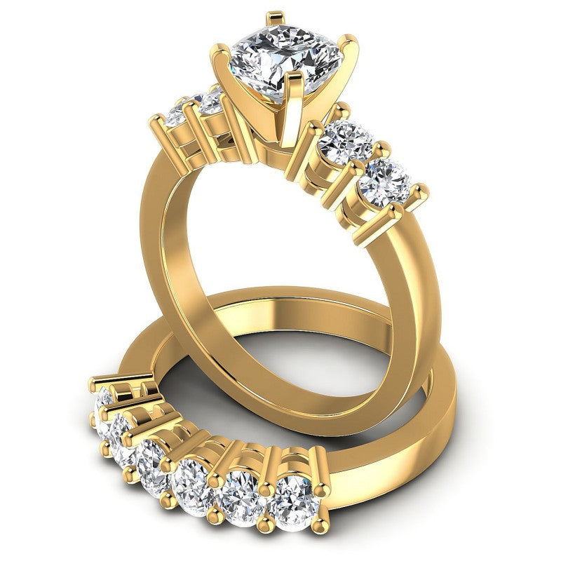Oval And Cushion Cut Diamonds Bridal Set in 14KT Rose Gold