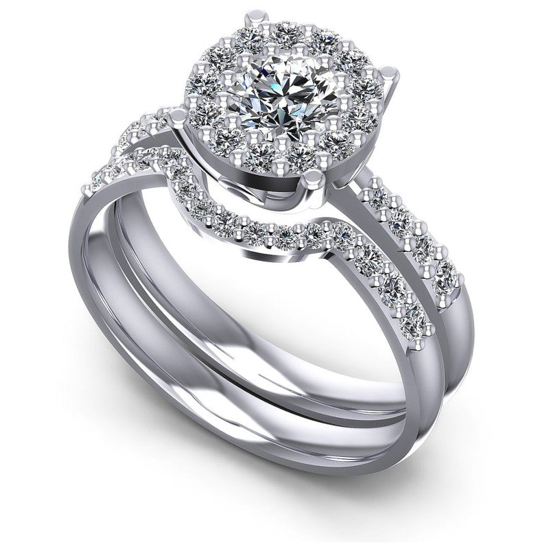 Round Diamonds 1.00CT Bridal Set in 14KT White Gold