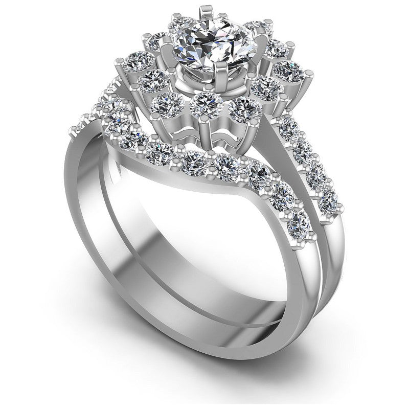 Round Diamonds 1.35CT Bridal Set in 14KT White Gold