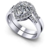 Round and Pear Diamonds 1.00CT Bridal Set in 14KT White Gold