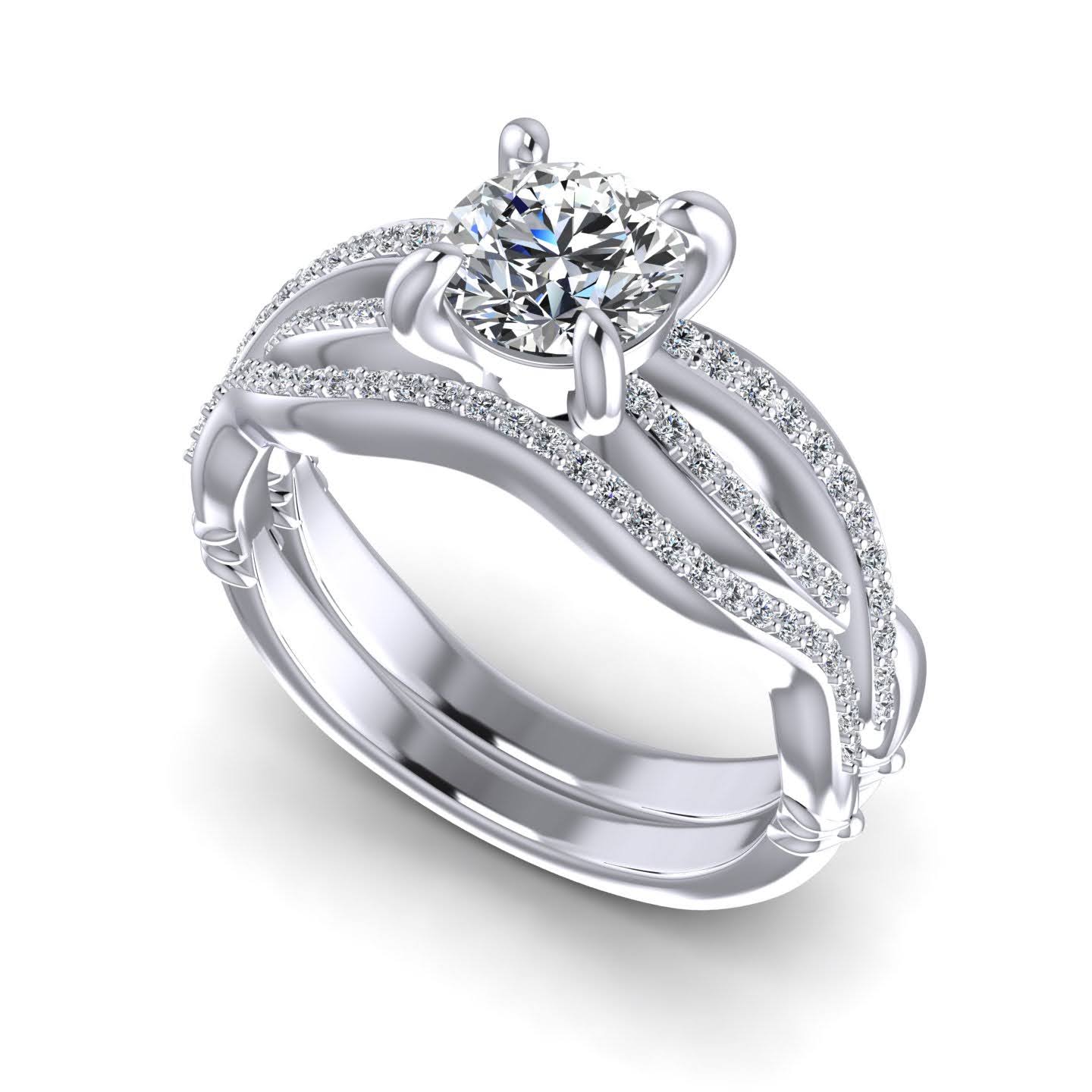 0.70-1.85 CT Round Cut Diamonds - Bridal Set