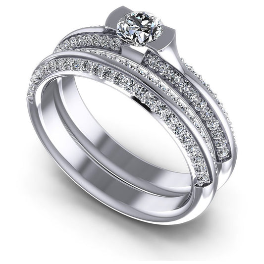 Round Diamonds 1.15CT Bridal Set in 14KT White Gold