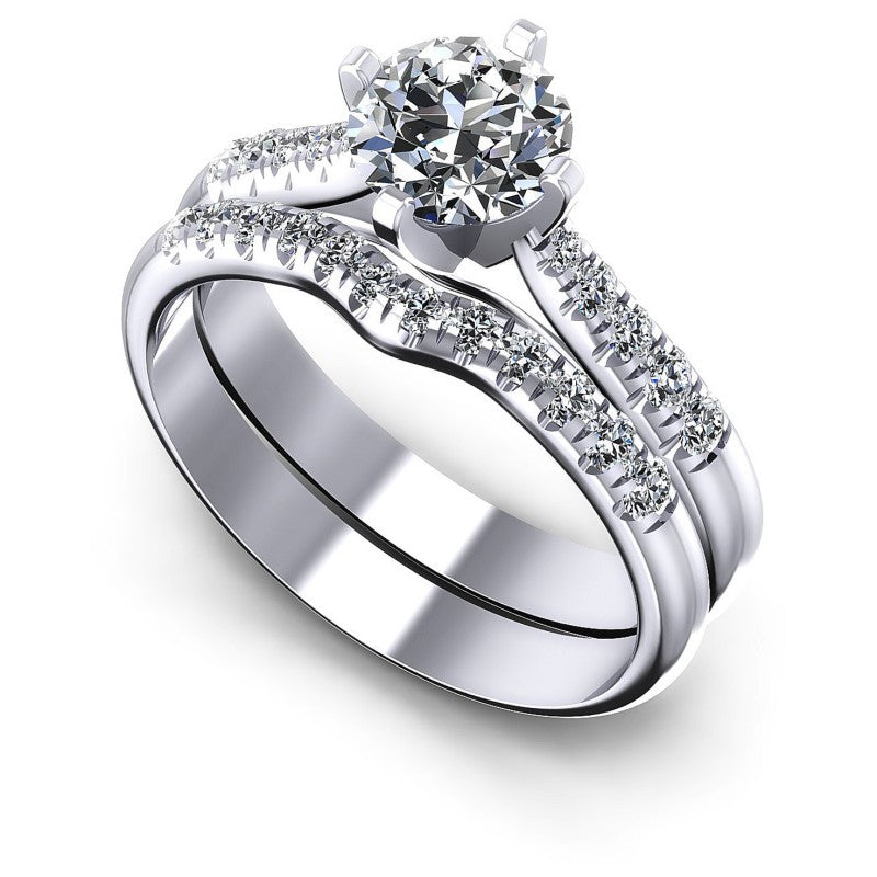 Round Diamonds 0.85CT Bridal Set in 14KT White Gold