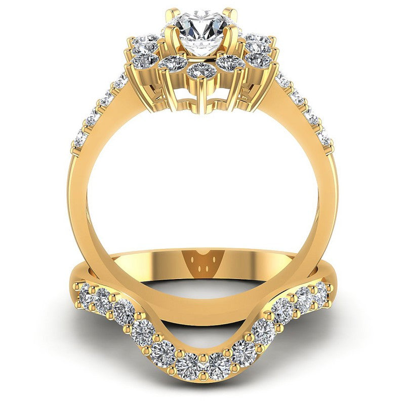 Round Diamonds 1.35CT Bridal Set in 14KT Yellow Gold