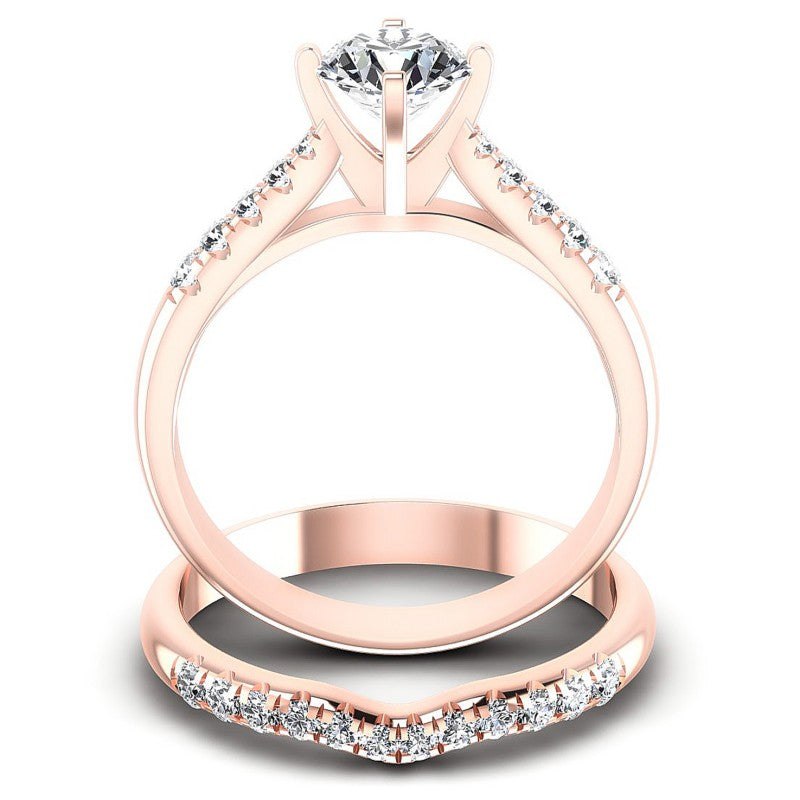 Round Diamonds 0.85CT Bridal Set in 18KT Yellow Gold