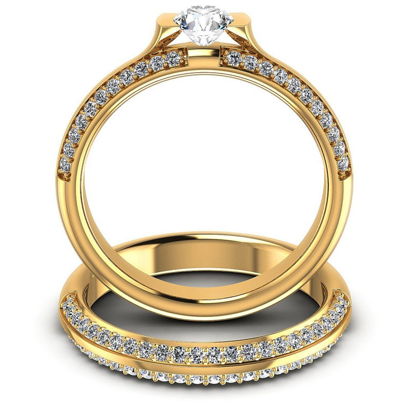 Round Diamonds 1.15CT Bridal Set in 14KT Yellow Gold