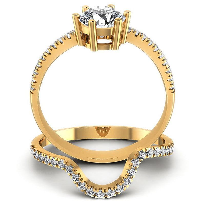 Round Diamonds 0.95CT Bridal Set in 14KT Yellow Gold