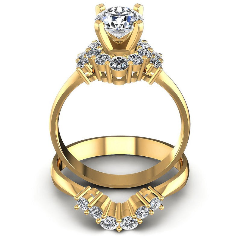Round Diamonds 1.25CT Bridal Set in 14KT Yellow Gold
