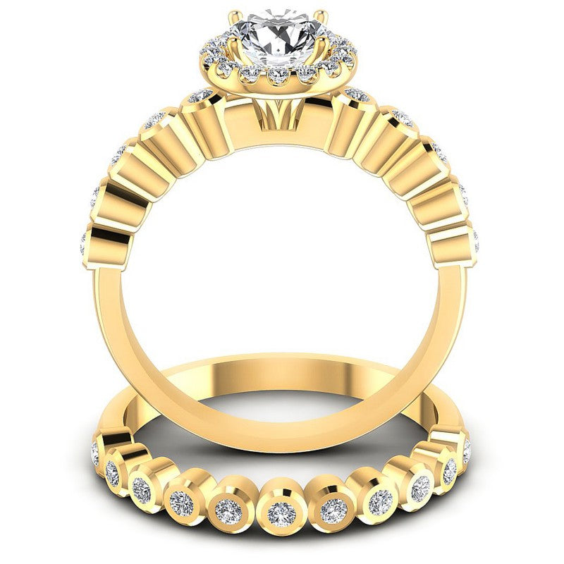 Round Diamonds 0.80CT Bridal Set in 14KT Yellow Gold